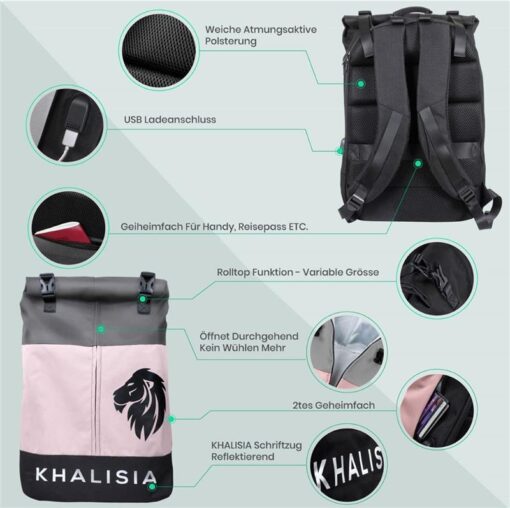 KHALISIA Laptoptasche-Reisetasche-Travel Bag-Arbeitstasche-Strandtasche-Ausflugtasche-Einkaufstasche-Schulrucksack-pink (Benutzerdefiniert)